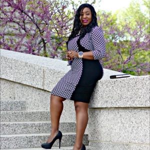 Beautiful black and white dress and shrug